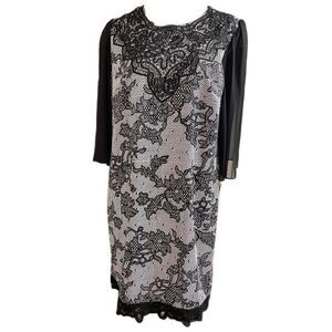 NWT JAX Black Ivory Lace Print Elegant Dress Size 14 New